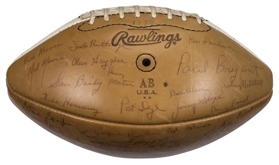 1973 Alabama Crimson Tide Team Signed Rawlings Football With Over 70 Signatures Including Paul Bear Bryant (Beckett)